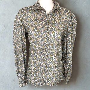 Lee Women Long Sleeve Floral Western Button Down Shirt Size Medium 100% Cotton